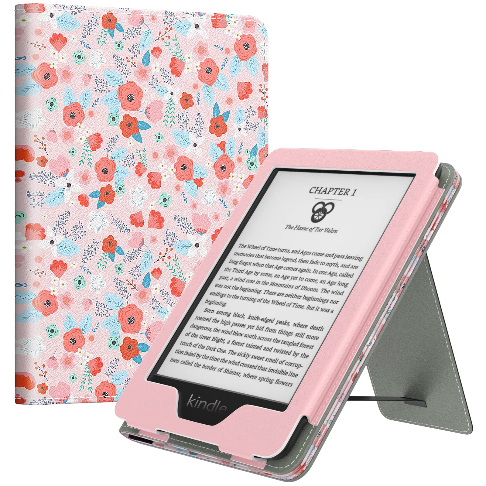 MoKo Case for All-New 6" Kindle(11th Generation, 2024/2022 Release)/(10th/8th Gen, 2019/2016), Ultra Lightweight PU Shell Cover with Auto Wake/Sleep for Kindle 2024, Spring Pink