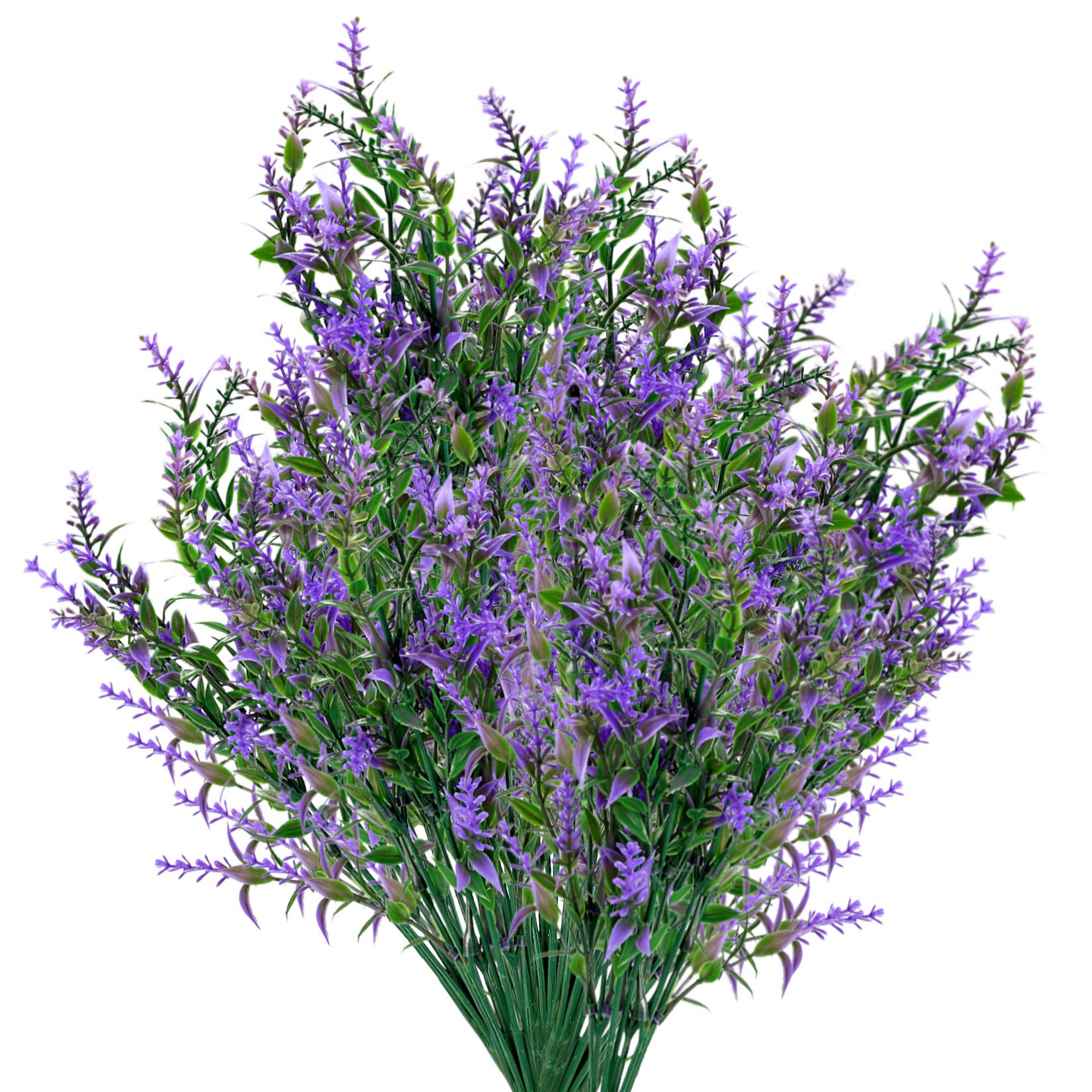 LJHOME 6 Pcs Artificial Lavender Bouquets, UV Resistant Faux Plants, Plastic Greenery Shrubs for Indoor, Outdoor, Garden, Home Decor (Purple)