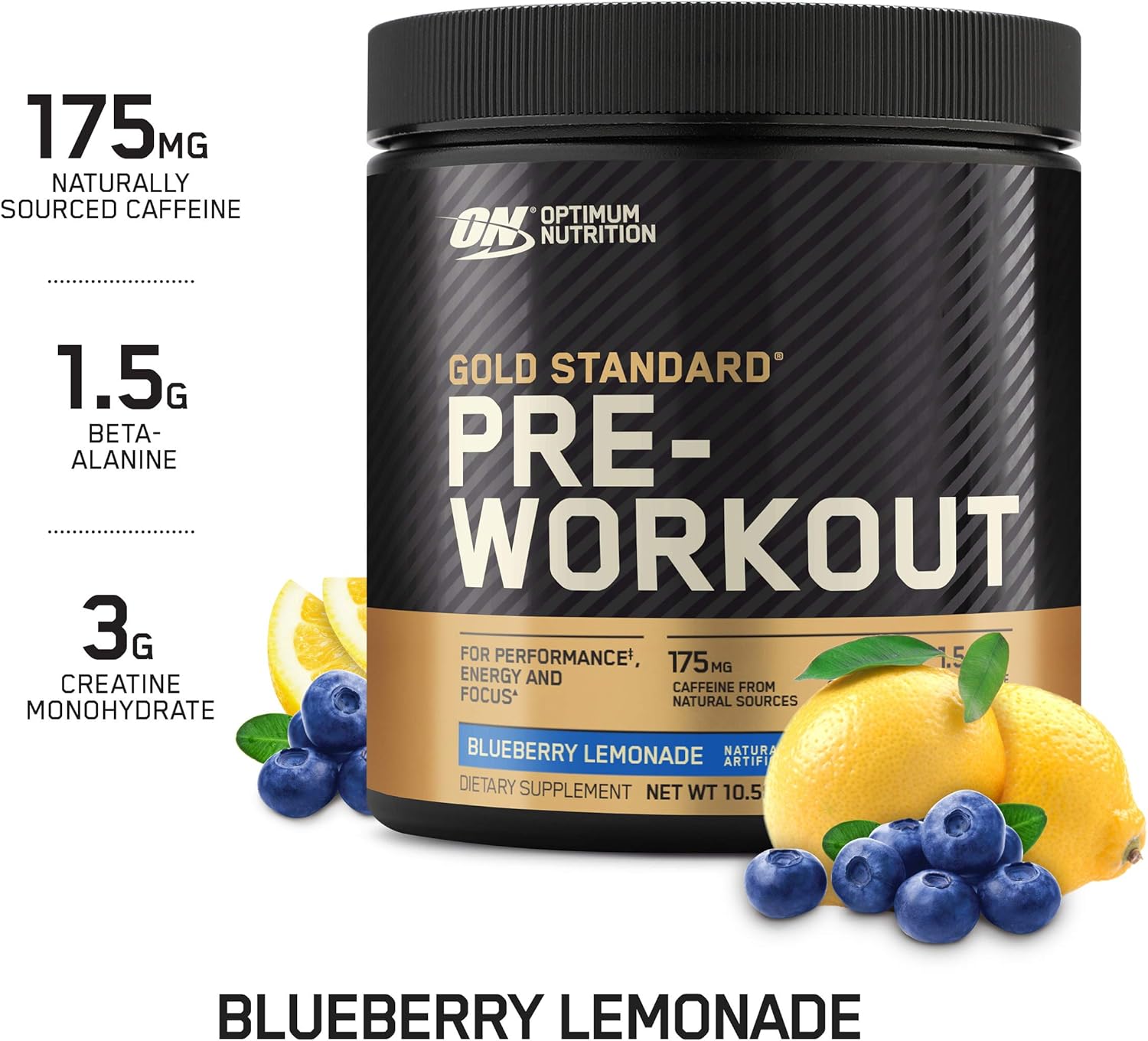 OPTIMUM NUTRITION Gold Standard Pre-Workout with Creatine, Beta-Alanine, and Caffeine for Energy, Flavor: Blueberry Lemonade, 30 Servings: Health & Personal Care