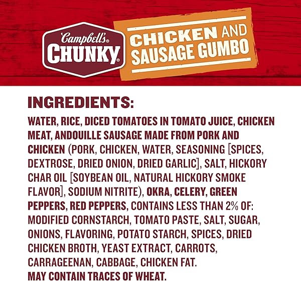 CAMPBELL’S CHUNKY SOUP, CHICKEN AND SAUSAGE GUMBO, 16.1 OZ CAN (PACK OF 3)