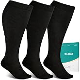 BODALA 3 Pairs Plus Size Compression Socks: Wide calf Compression Stockings for Men Women - Extra Large 20-30 mmHg Compression Hose Support for Travel Nurses Running Pregnancy