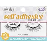 Ardell Winks Self Adhesive Eyelashes &ndash; Peace Style, Press on Lashes No Glue Needed, Stick On Lashes with Black Band Eyeliner Effect for Eyelashes Natural Look, 1 Pair