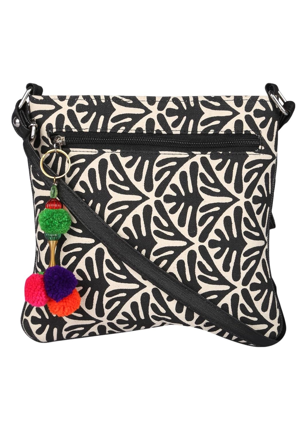 pick pocket women's sling bag (black & beige,slboss92)