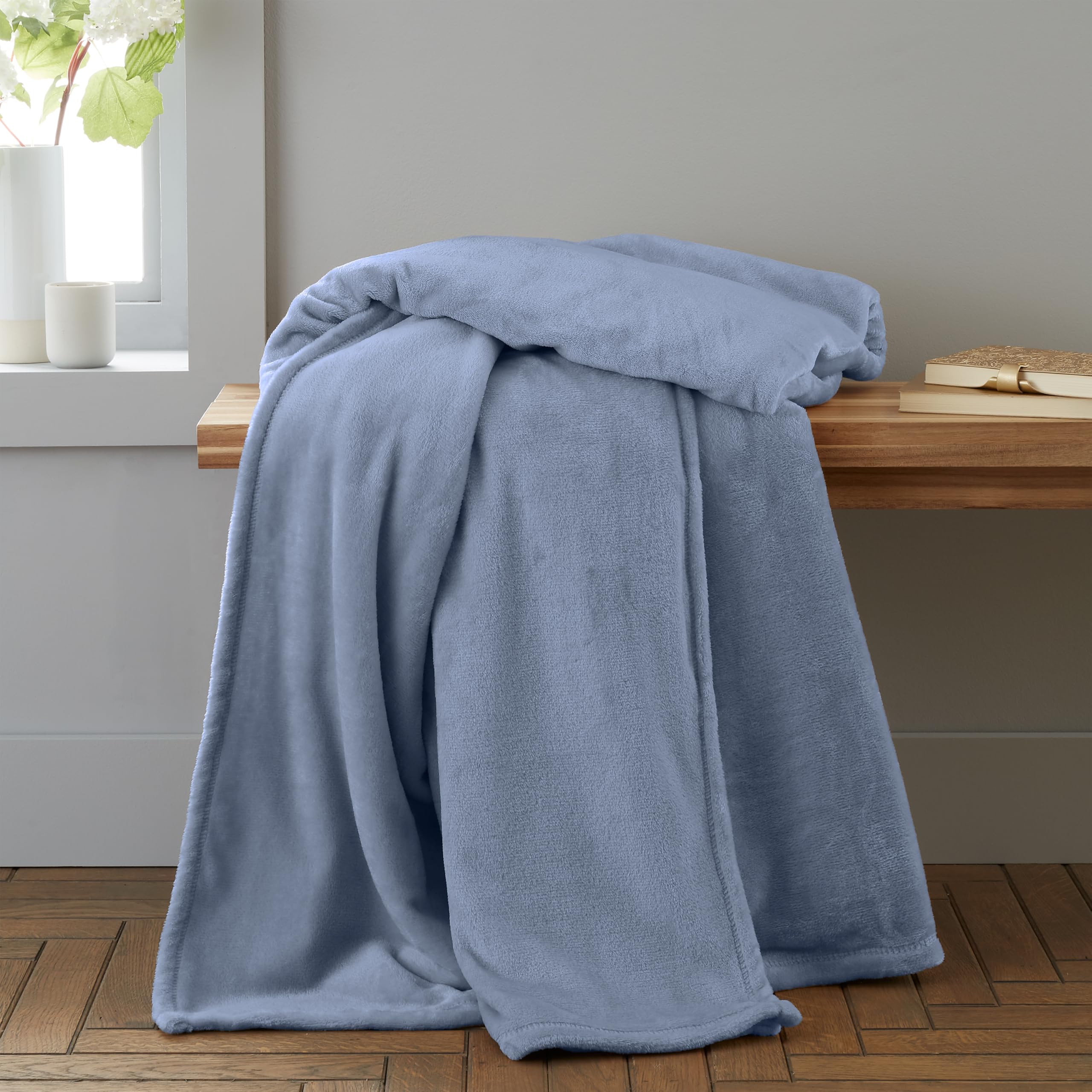 Catherine Lansfield Raschel Velvet Touch 130x170cm Blanket Throw Blue