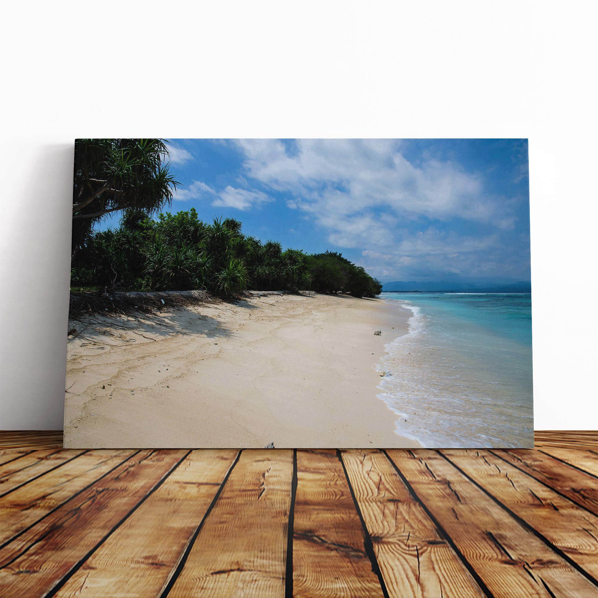 Landscape Beach Forest Island Canvas Print | Gallery Wrapped 30mm Frame Wall Art | 20x14 inches | Ready to Hang | Modern Seascape Picture | Living Room Bedroom Lounge Office