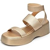 Trary Wedge Sandals for Women, Sandals for Women Dressy Summer, Cute Open Toe Platform Sandals, Lightweight Elastic Ankle Strap Sandals, Womens Heeled Sandals, Comfortable Beach Sandals, Summer Sandals for Women 2023