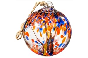 LaElvish Garden 4” Tree of Life Witch Balls, Gazing Balls Hanging Friendship Balls, Hand-Blown Glass Christmas Ornament for Window Outdoor Home Decor, Garden Decoration, Gifts for Women (Muticolor)