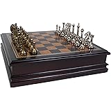 Classic Game Collection Metal Chess Set With Deluxe Wood Board and Storage - 2.5" King