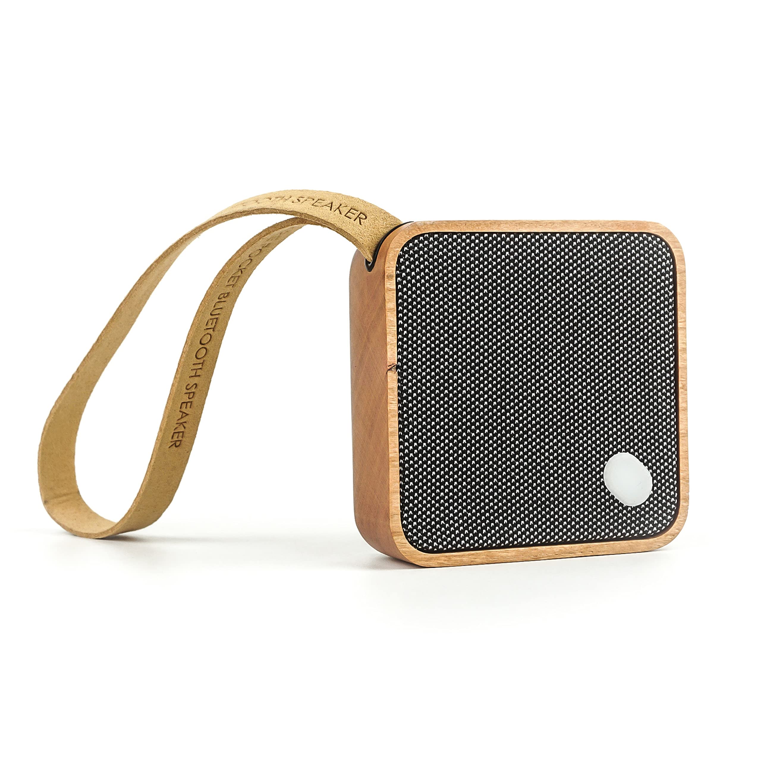 Gingko MI Square Pocket Bluetooth Speaker, Portable & Rechargeable, Made With Solid Wood, Cherry
