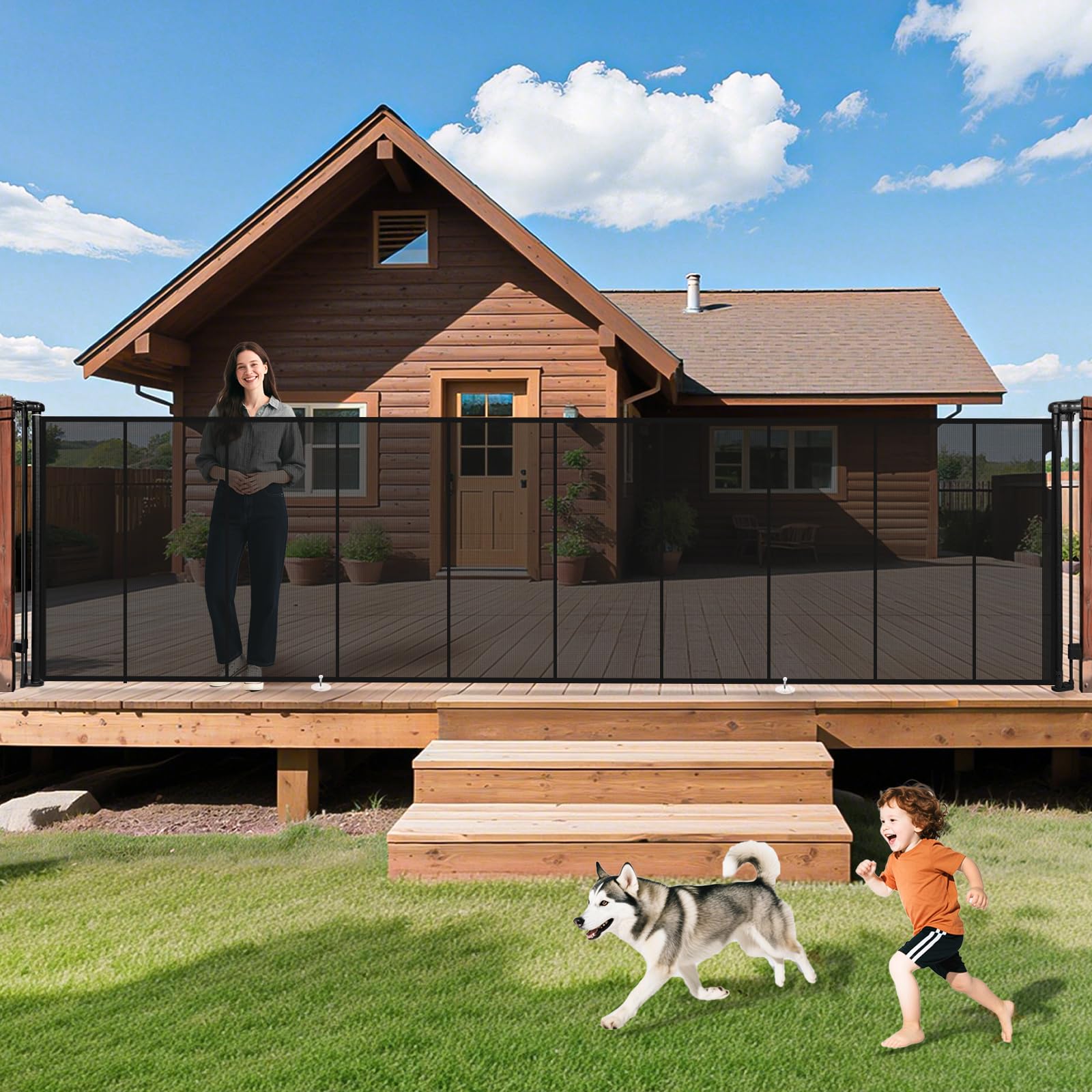 Photo 1 of ***(PARTS ONLY -SELLING AS IS)***
275" Retractable Baby Gates Dog Gate Extra Wide, 52" Tall Child Pet Safety Gate with Reinforced Strips for Stairs, Long Mesh Garage Gates Fence for Outdoor Indoor Large Openings Driveway Decks Patio