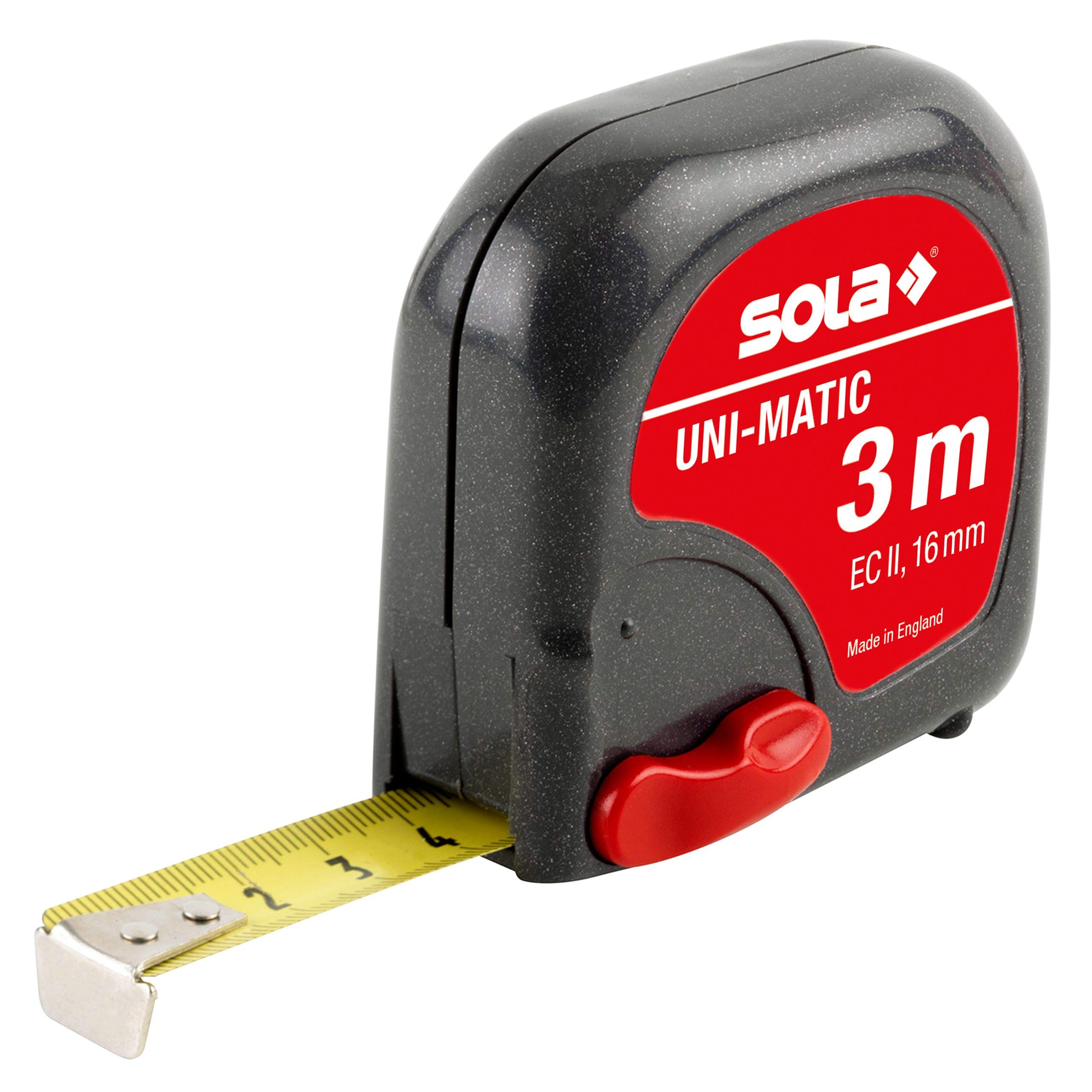 Sola 50012501 "Uni-Matic UM 3" Tape Measure, Red/Black, 3 m