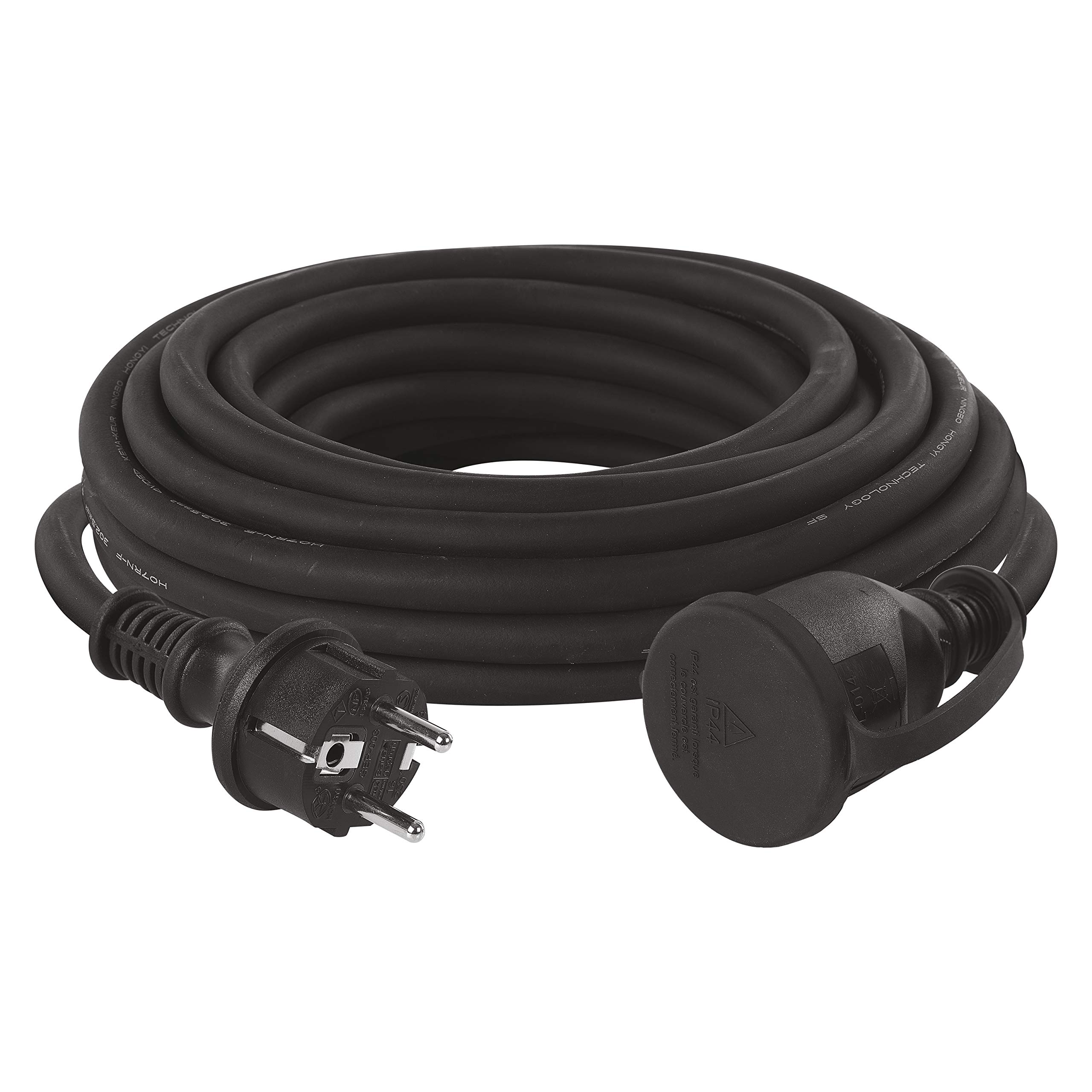 EMOS - IP44 extension cable 10m - 1 Schuko socket - waterproof, impact resistant, temperature & oil resistant - 230 V, 16 A, 3680 W - rubber insulation - H07RN-F3G 2.5 mm2 - for outdoor use - black