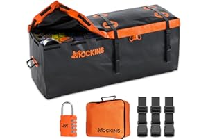 Mockins 16 Cu.Ft. Trailer Hitch Cargo Carrier Bag | 58"x20"x24" Abrasion-Resistant Vinyl Cargo Bag for Hitch Carrier | Waterproof Truck Bed Storage Set w/Buckle Straps, Combination Lock & Carry Case