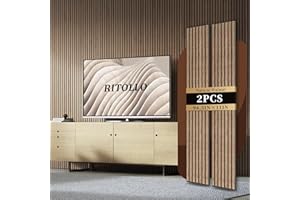 RITOLLO Wood Slat Panels for Wall 2-Piece 94.5"×11" Acoustic Panels for Interior Wall Decor 3D Fluted Sound Absorbing Panel -
