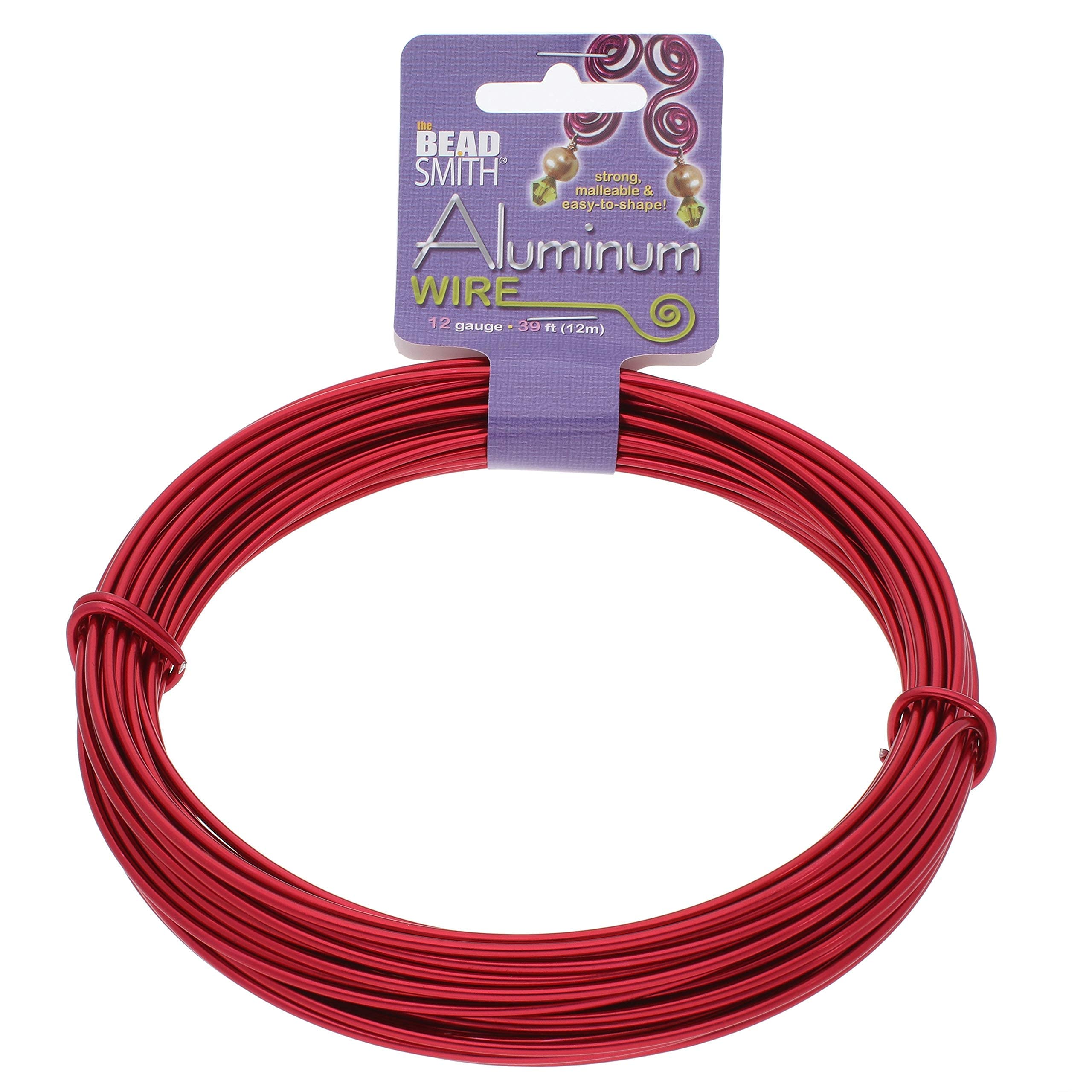 BeadSmith The 12-Gauge Anodized Aluminum Wire for Jewelry Making, Metal Wire for Wrapping (Red)