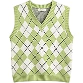 Hyipels Women's Sweater Vest,Y2K Sleeveless Pattern Preppy Style Knitted Crop Tank Top for Girl