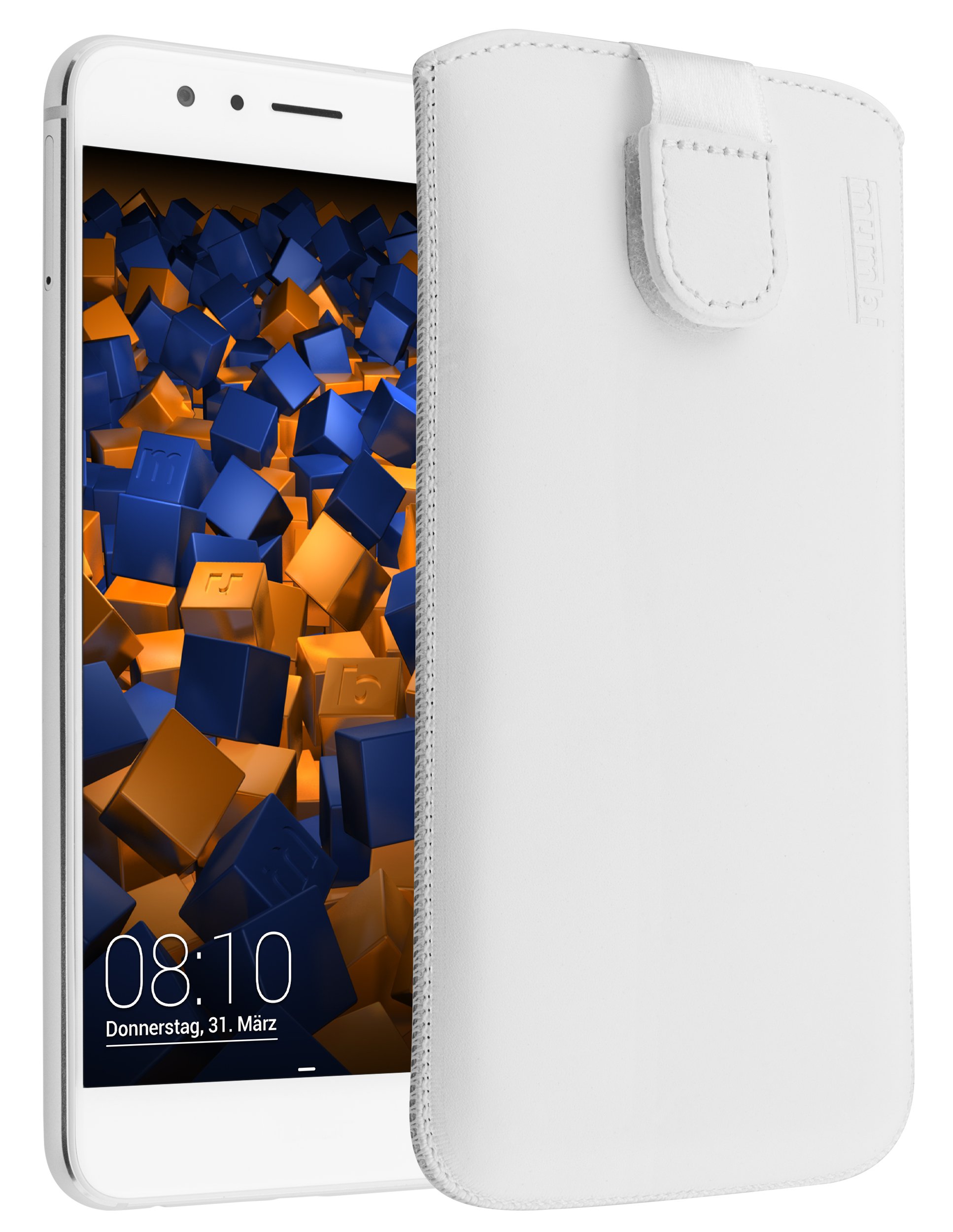 mumbi Genuine Leather Case Compatible with Honor 8 White