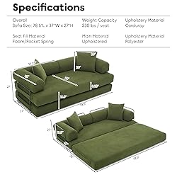 ZEIINPA Convertible Sleeper Sofa Bed with