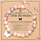 UNGENT THEM 6-16 Year Old Girls Birthday Butterfly Gifts, Butterfly Natural Stone Bracelet for Daughter Granddaughter Niece