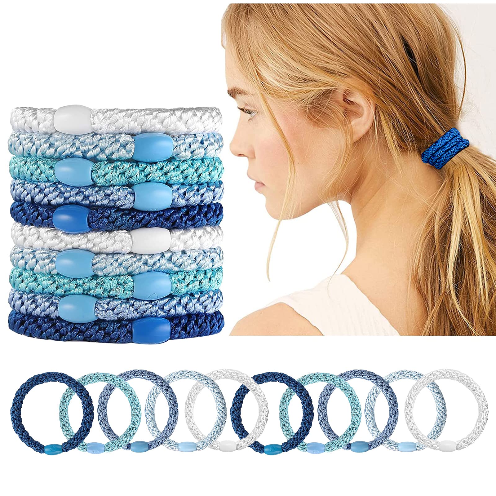 Elastic Hair Ties,Hairs Ties for Women, Aujzoo 20Pcs Elastics Hair Bands Ponytail Holders Spiral Hair Ties for Girls Hair Accessories