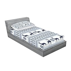 Ambesonne Nordic Fitted Sheet & Pillow Sham