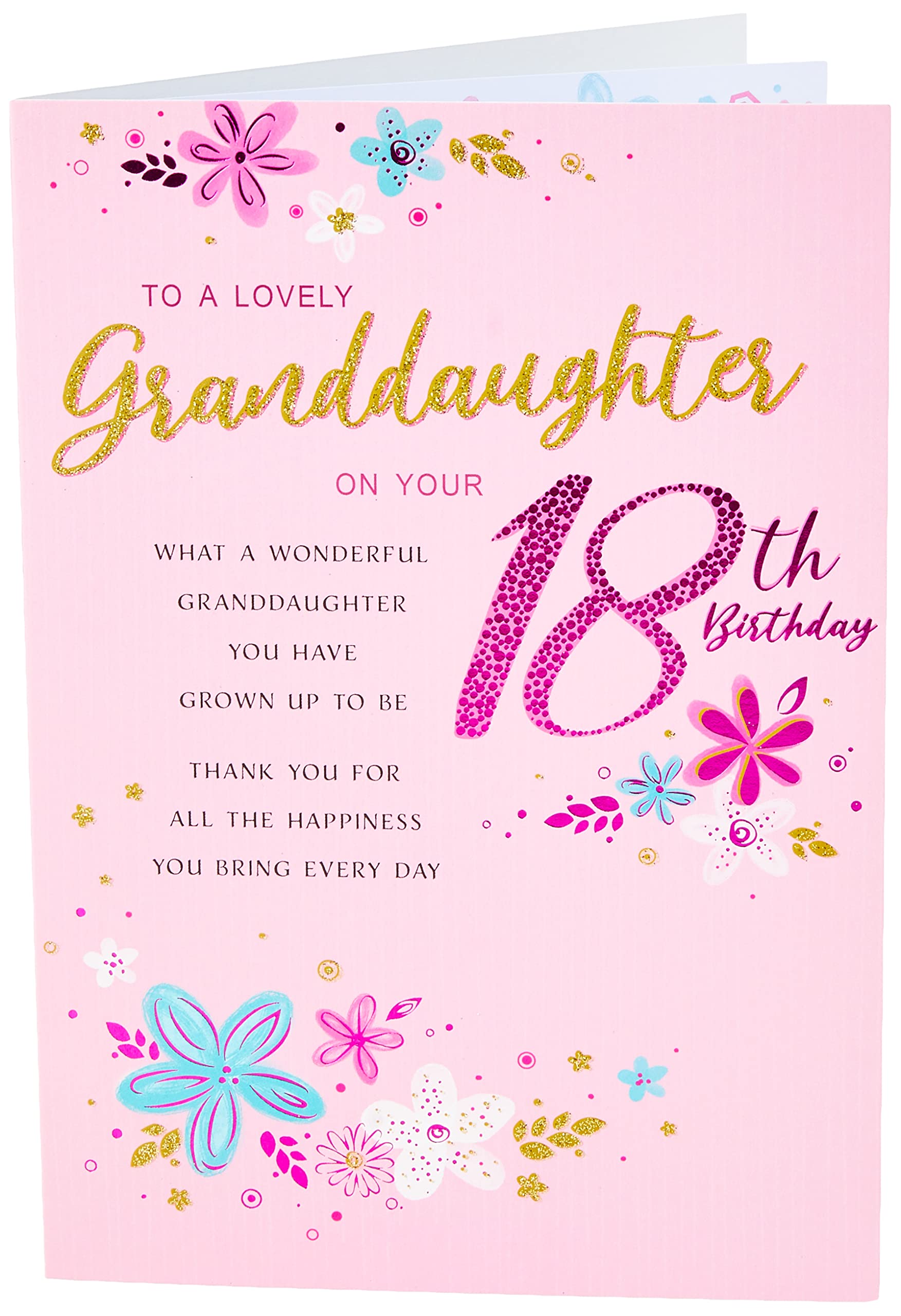 Regal Publishing Modern Milestone Age Birthday Card 18th Granddaughter - 9 x 6 inches,Pink