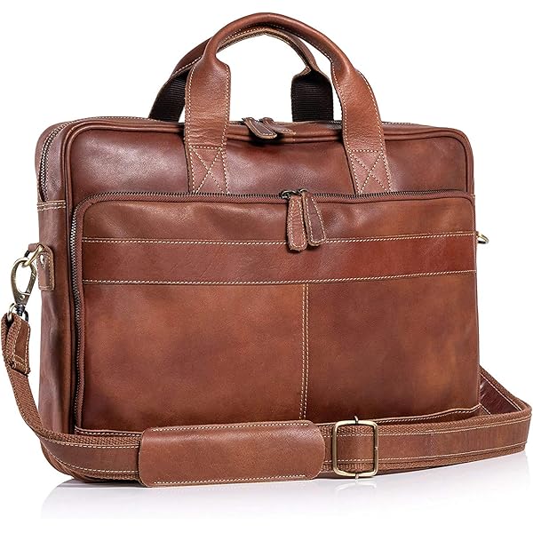 バッグ OUAT 25SS OFFICE BAG BROWN LEATHER Amazon.com: Augus Genuine Full Grain Leather Laptop Briefcase for