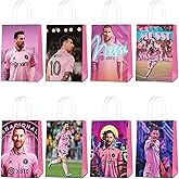 Mukity 24Pcs Miami Messi Party Gift Bags - Candy Bags, Tote Bags,Miami Messi Party Supplies Gift Bags for Kids - Paper Favor Packs for Adults Birthday Party Decor - 8 Patterns