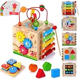 HELLOWOOD 8 in 1 Wooden Activity Cube Montessori Educational Toy Set view 9
