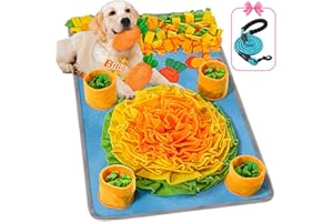 HOMAGICO Snuffle Mat for Dogs 32''X20'' Snuffle Mat for Large Dogs with Dog Leash, Nosework Interactive Sniffing Mat for Dogs Cats Rabbits, Slow Feeding Mat for Foraging and Stress Relief (Blue, 32"x20")