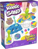 Kinetic Sand Squish N’ Create 382g Blue Yellow Pink 5 Tools Moulds view 9