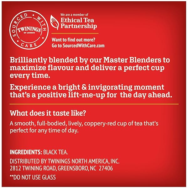 TWININGS ENGLISH BREAKFAST BLACK TEA K-CUP PODS FOR KEURIG, 24 COUNT (PACK OF 1), SMOOTH, FLAVOURFUL, ROBUST, CAFFEINATED, ENJOY HOT OR ICED