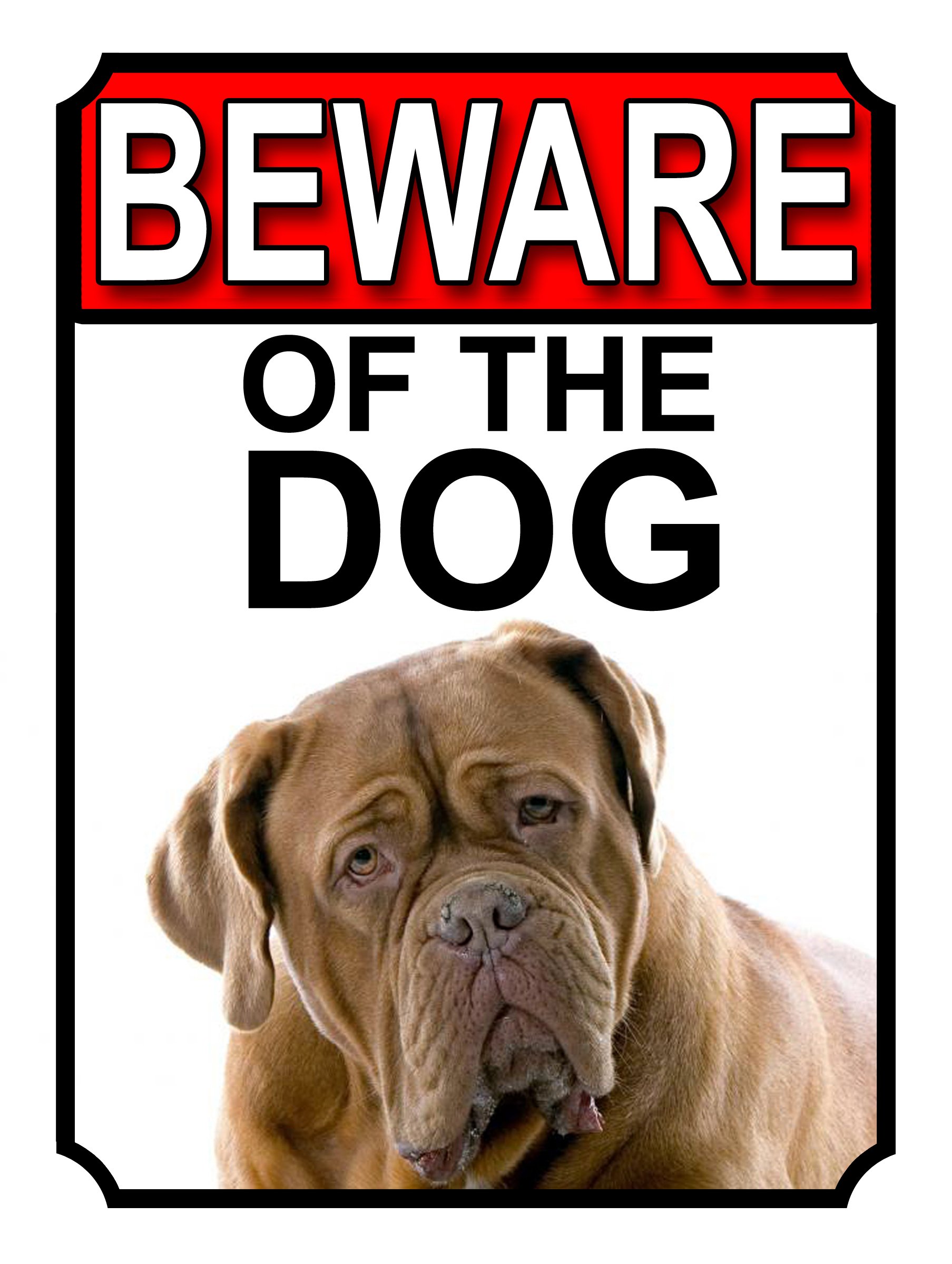 SHAWPRINT BEWARE OF THE DOG METAL GATE SIGN BULLMASTIFF 200MM X 150MM (1123H1)