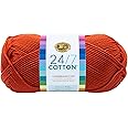 Lion Brand 24/7 Cotton Yarn, Lightweight Yarn for Knitting, Crocheting, and Crafts, Tangerine, 1 Pack