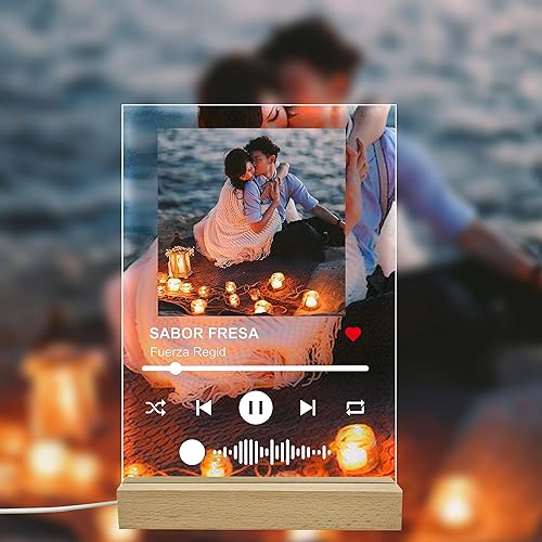Spotify Music Stand acrilico personalizzato Amanti donne Stampe fotografiche Song Cantante Nome Data Album Targa Regalo di compleanno (21 x 29,7 cm