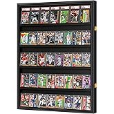 GYaozii 40 Large Baseball Card Display Case Graded Sports Card Display Frame Trading Cards Wooden Wall Cabinet with UV Protection Acrylic Front for Football Basketball Hockey Cards Collection