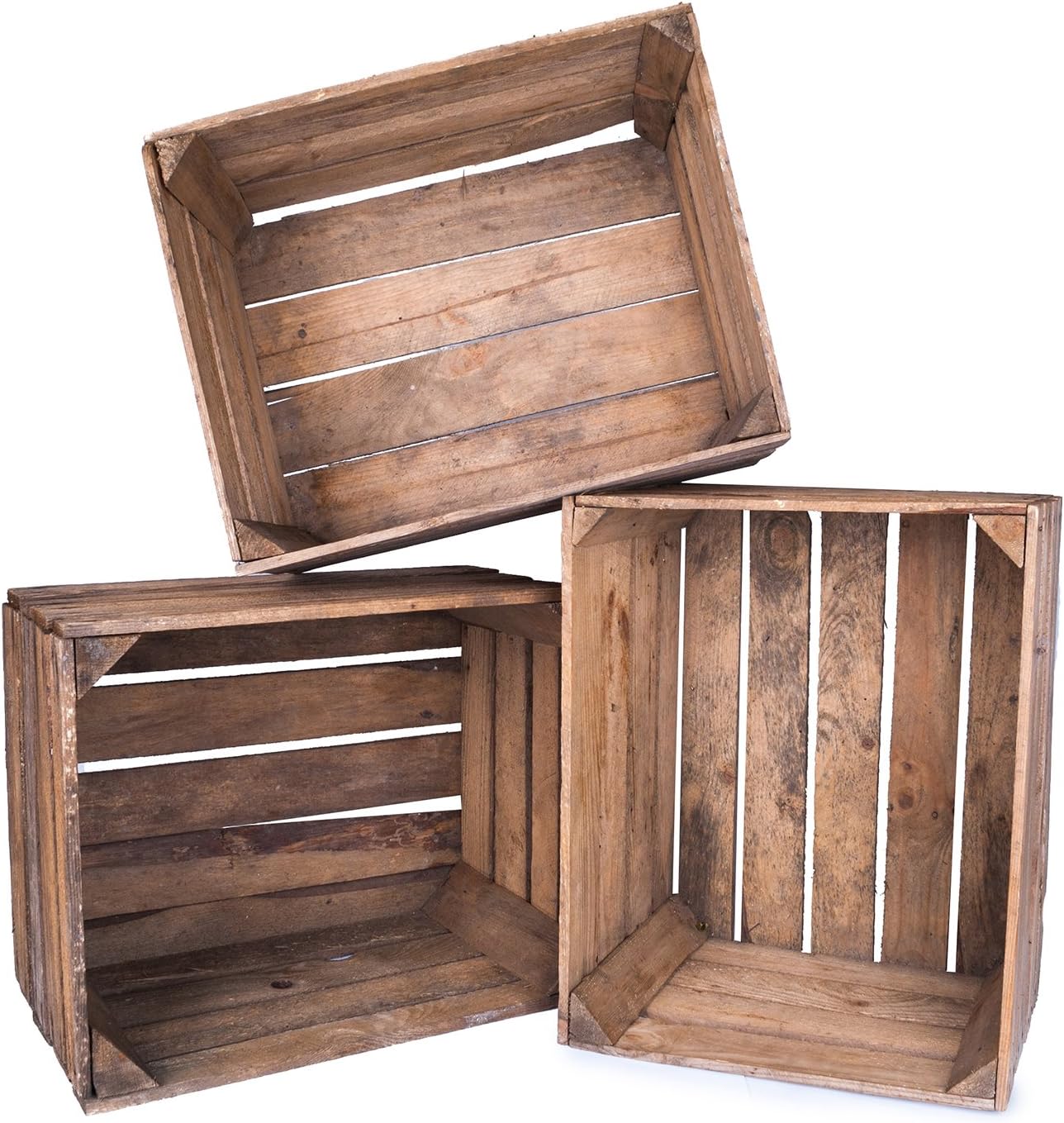 Juego de 3 cajas de fruta de madera vintage: Amazon.es: Hogar
