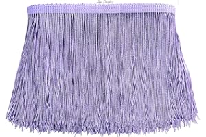 SEW TRENDS 2 Yards of 6" Long Chainette Fringe Thread Yarn Tassel Trim Braid Fringe for Crafts Sewing and Decor-Light Purple