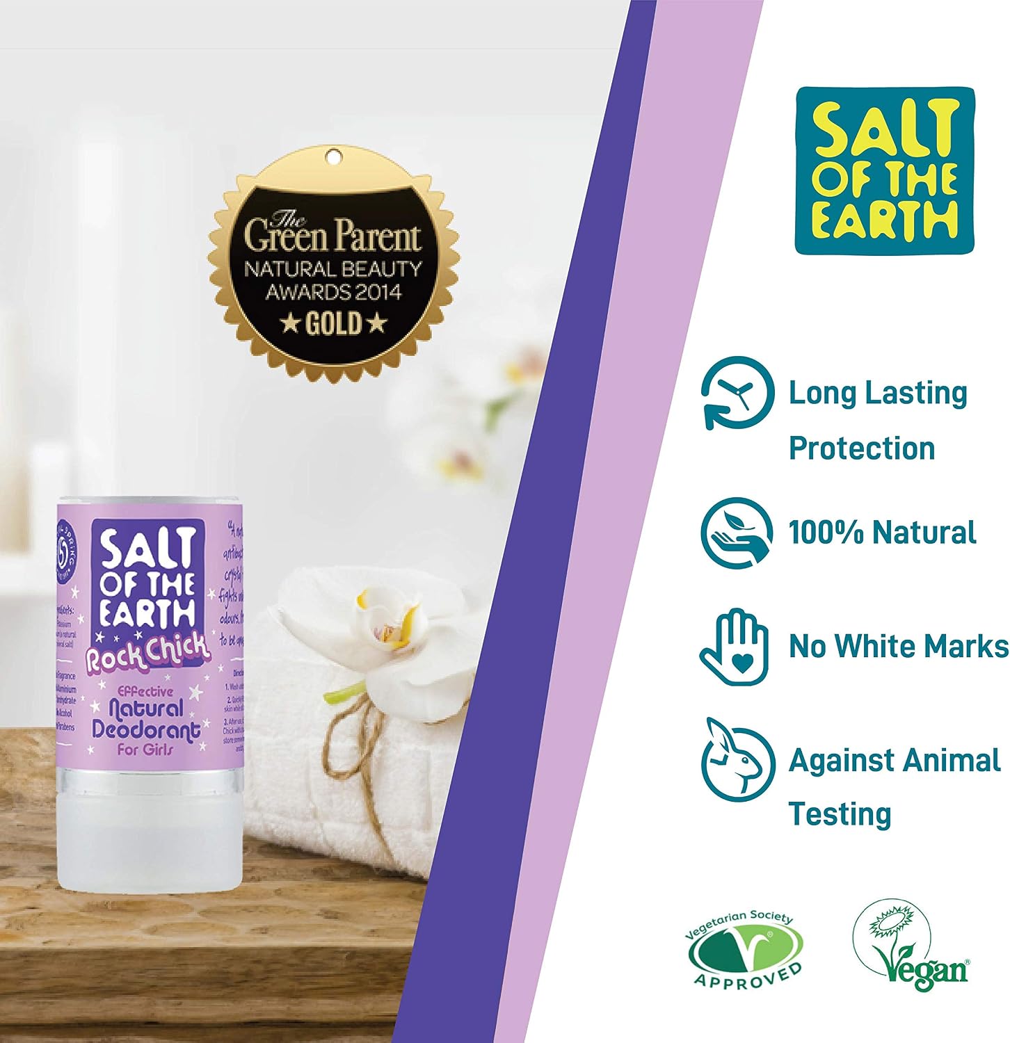 Salt of the Earth, Natural Crystal Deodorant Rock Chick for Kids, Fragrance Free, Vegan Formulas with Long Lasting Protection - Image 5