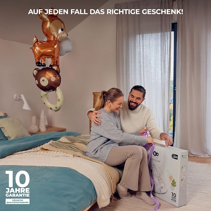 COZYPLAY Spielmatte für Babys, Spieldecke mit Aktivierende 4 Spielzeugen, Praktisch - maschinenwaschbar, 2 weiche Spielbögen, Komfortable Lagerung