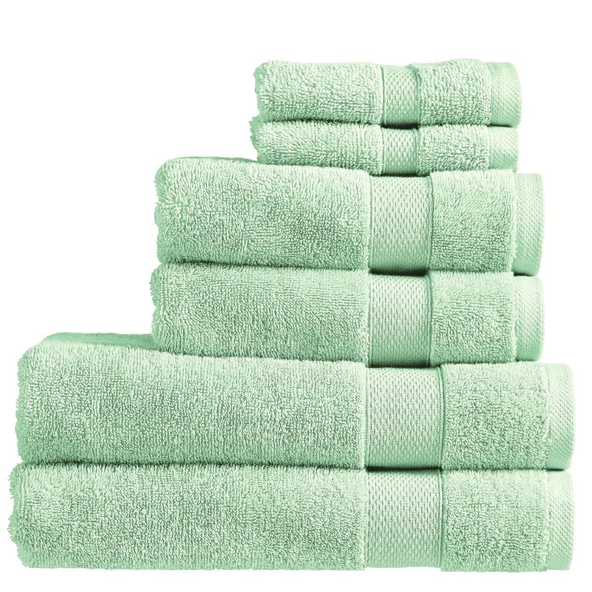Christy Refresh Bath Towel Set | Set of 6 | 2 Bath 2 Hand 2 Face | Quick Dry | Gentle Pastel Tones | Soft Absorbent Bathroom Towels | 100% Cotton 550GSM | Cucumber Green — image 1