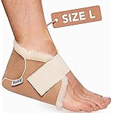 Heel Protectors for Pressure Sores - 100% Medical Sheepskin - Heel Protectors for Bed Sores - Includes ONE (1) Protector - Soft Lambs Wool Foot Pillow - Cushion Pads for Ulcer Sore Prevention (1, Large)
