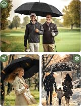 TECKNET Golf Umbrella Large 68 Inch Windproof Double Canopy Automatic Open Black view 7