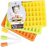 Gummy Bear Molds by Vibrant Kitchen BPA Free Silicone Mold For Gummie Chocolate Ice Cubes and Candy 3 Molds and 3 Droppers (Free eBook)