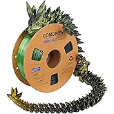 Comgrow Tri-Colors Silk PLA 3D Printer Filament, Rainbow PLA Filament 1.75mm, Dimensional Accuracy +/- 0.02 mm, 1KG Spool, Coextrusion 3D Filament with Shiny Silk Golden-Green-Black