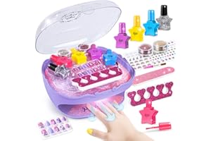 Shemira Nail Polish Kit For Girls Ages 7-12 Years Old, Nail Art Toy For Girls 5 6 7 8 9 10 11 12 Years Old, Art Studio With Purple Nail Dryer, Ideal Birthday & Christmas Gifts