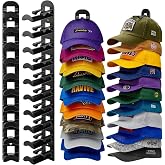 2 Pack Hat Organizer for Baseball Caps, Hat Rack for Wall Hold Up to 20 Hats, Hat Holder with Strong Adhesive and Screws, Hat Organizer Wall Mounted Hat Hanger Display for Door Closet Bedroom(B-Black)