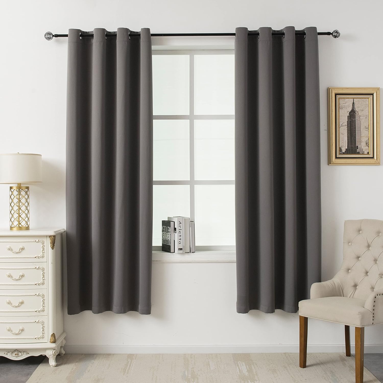 Outdoor Curtains - Hosonson 2 Panels Waterproof Outdoor Curtains for Patio, 52x84 Inch, Dark Grey - Thermal Insulated, Sun Blocking Blackout Curtains for Bedroom, Drapes for Living Room, Porch, Pergola, Cabana