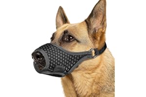 LUCKYPAW Soft Muzzle for Medium Large Sized Dogs Beagle Labrador German Shepherds, Dog Muzzle to Prevent Biting Chewing, Adjustable Breathable Mouth Guard for Grooming Walking Training(Black, M)