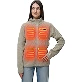 HENNCHEE Heated Fleece Jackets for Women with 12V 16000mah Battery Pack, Zip Up Heating Sweater, Knitted Sweatshirt Coat